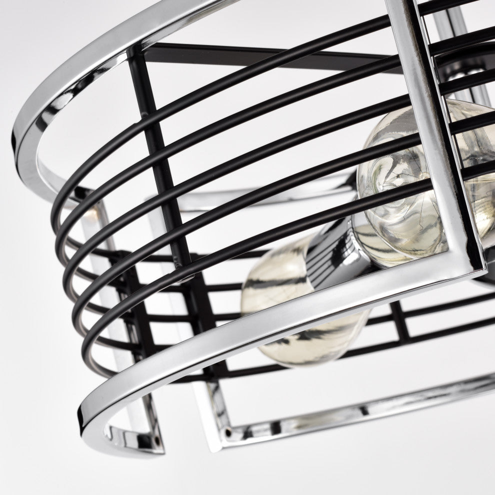 CHLOE Lighting IRONCLAD Industrial 3-Light Chrome Semi-Flush Fixture