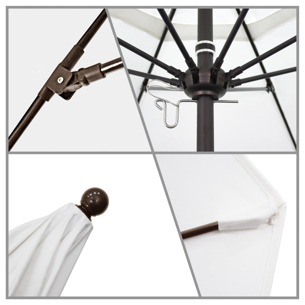9' Fiberglass Umbrella Pulley Open Bronze, Sunbrella, Canvas