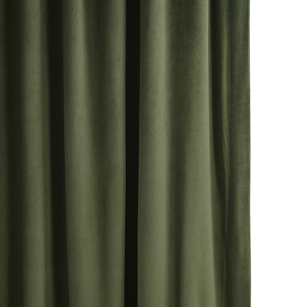 Signature Blackout Velvet Curtain Single Panel, Hunter Green, 50"x108"