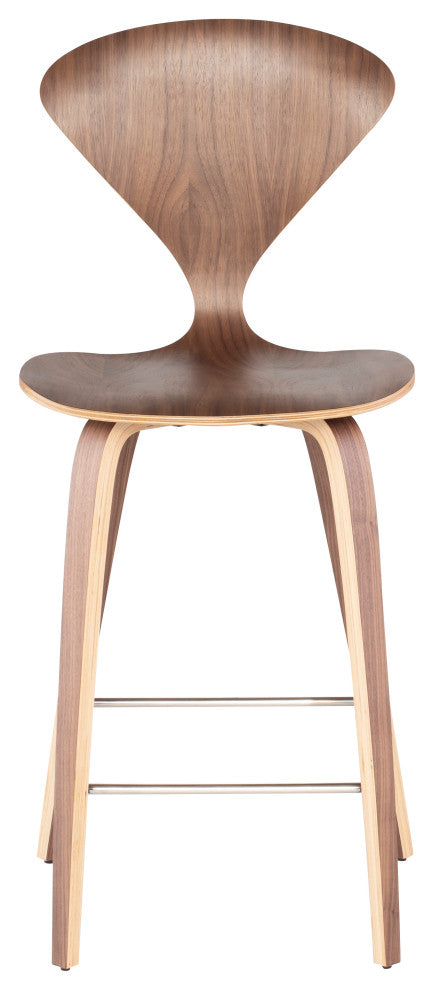 Satine Counter Stool, Mid Century Molded Plywood Counter Stool, American Walnut