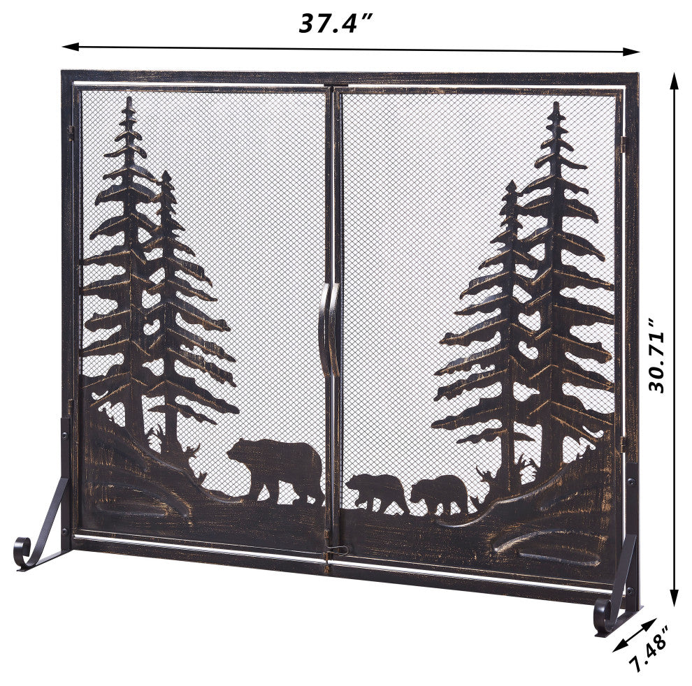 2-Door Iron Fireplace Screen