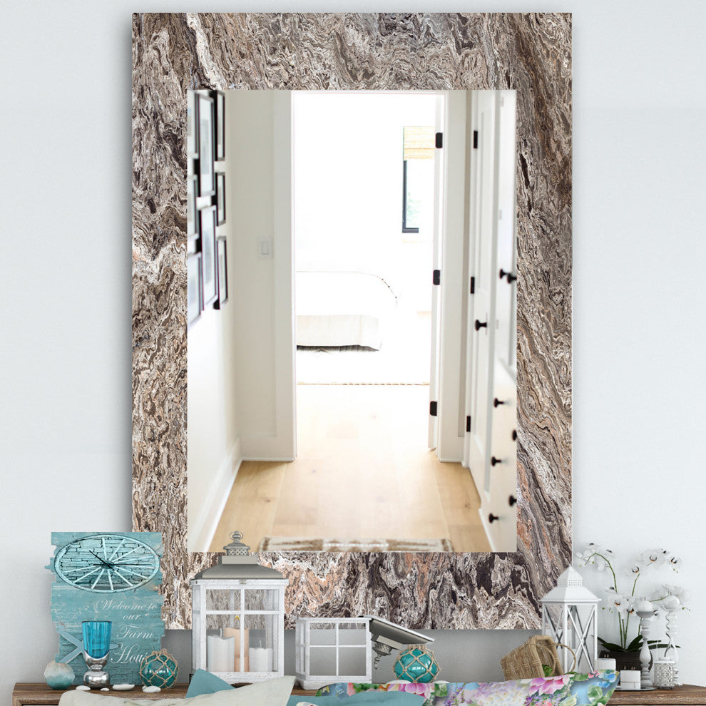 Designart Onyx Travertine Tile Midcentury Frameless Vanity Mirror, 24x32