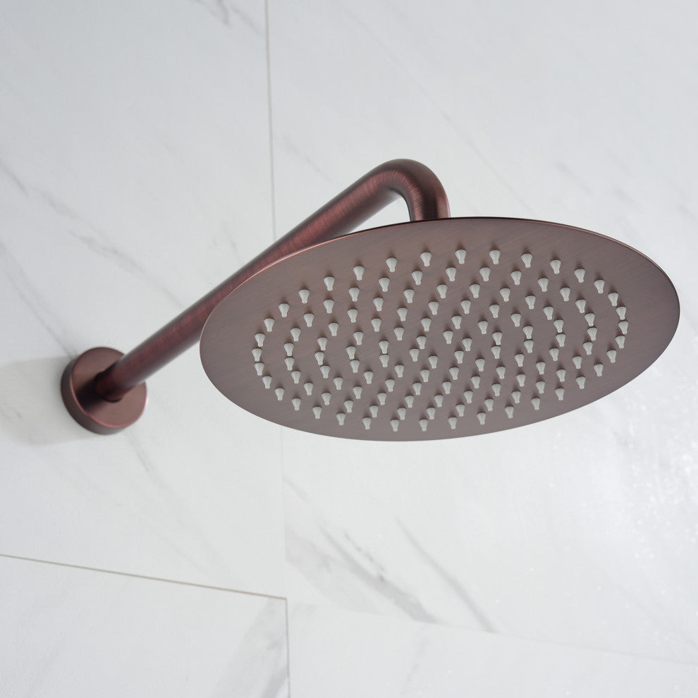 Wall Mount Shower Faucet With Rough-In Valve, Brown
