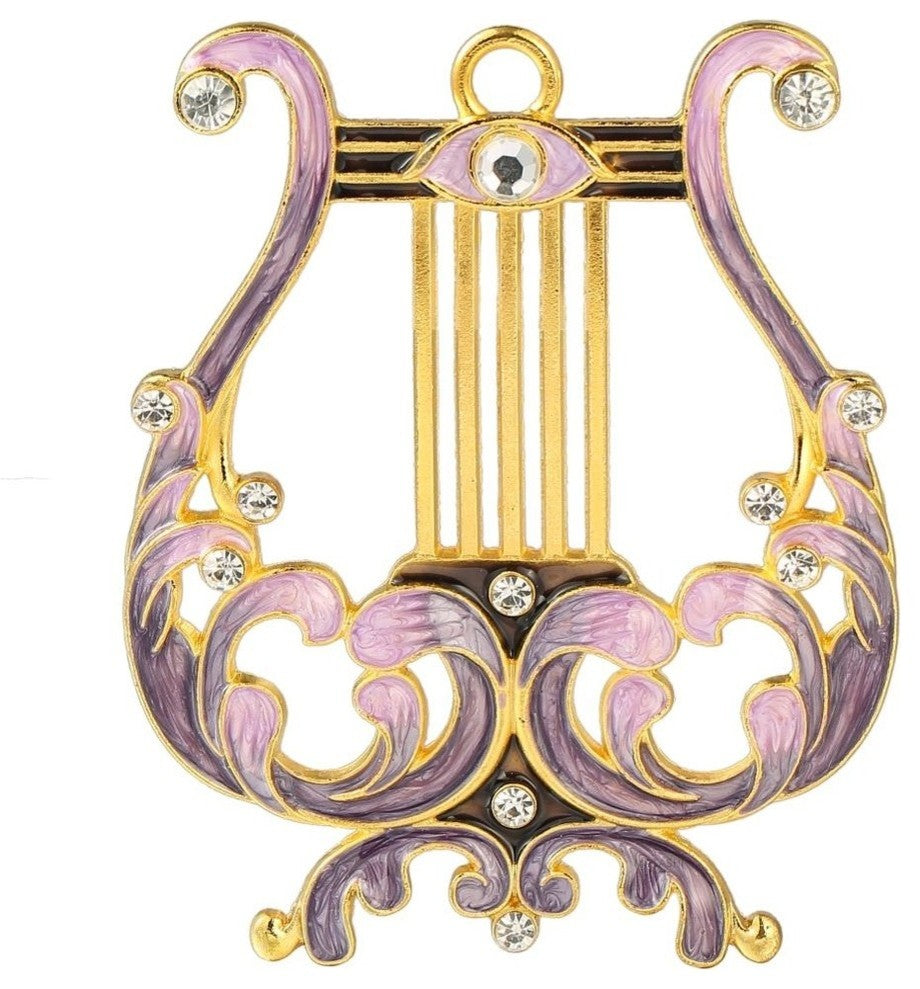 Traditional Ancient Harp Hanging Ornament Pewter Classic Wall Decor