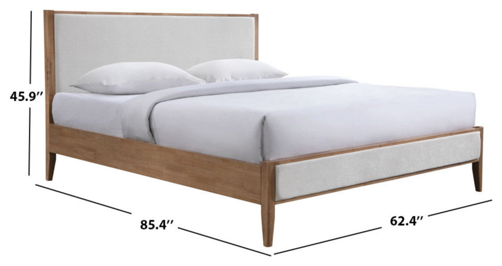 Safavieh Couture Giuliano Channel Tufted Bed, Ivory/Natural, Queen