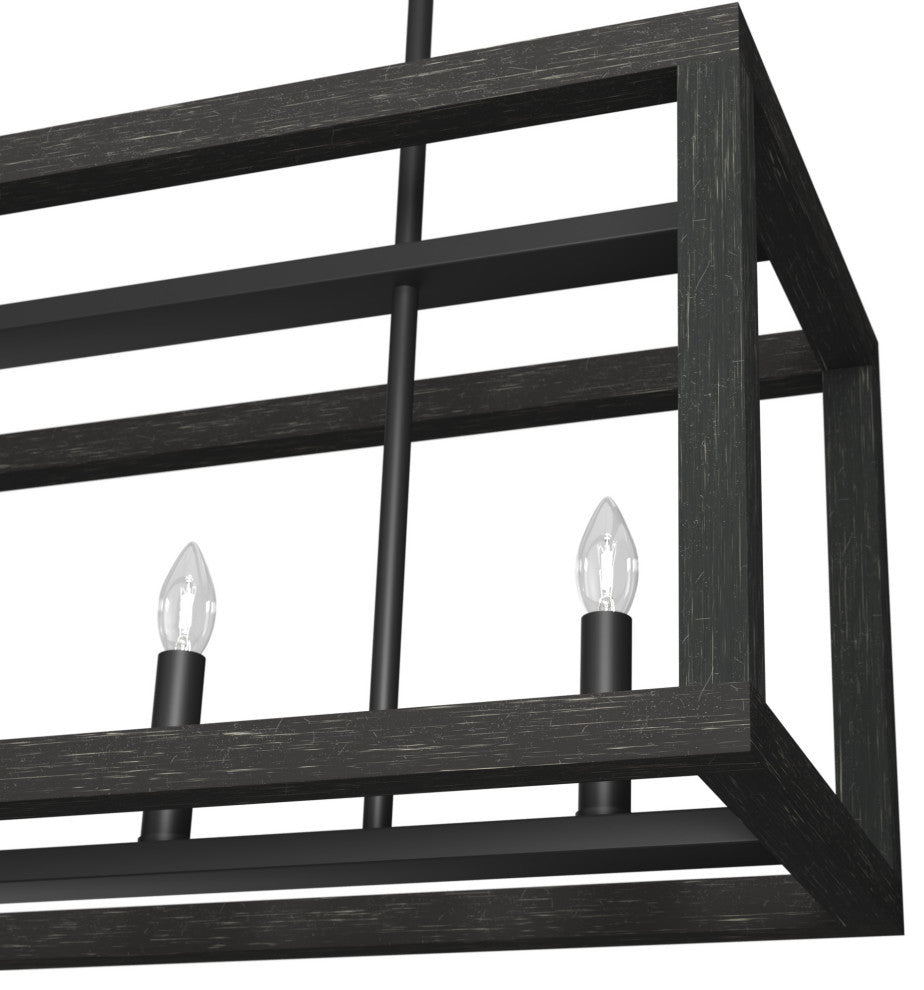 Hunter Squire Manor Matte Black and Dark Ash 6-Light Chandelier