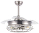 42" Vintage Industrial Ceiling Fan with Retractable Blades, Remote Control, Brushed Nickel