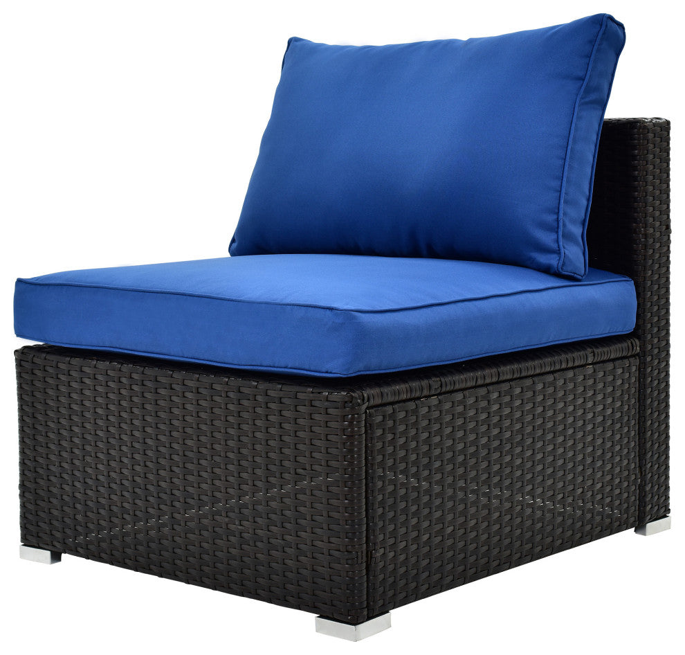 6 Pieces Outdoor Rattan Patio Sectional Sofa Set With Glass Table
