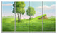 "Green Garden With Mound And Trees" Landscape Wall Art Print, 4 Panels, 48"x28"