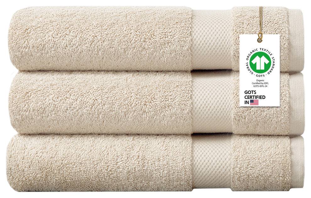 Delara Organic Cotton 650GSM Touch Quick Dry, GOTS Certified, 3-Piece Set, Ivory