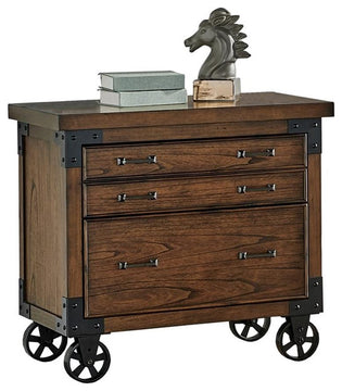 Rustic Wood Lateral File With Legal/Letter File Drawer Fully Assembled Brown