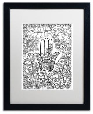 KCDoodleArt 'Hamsa Hand' Art, Black Frame, White Matte, 16"x20"