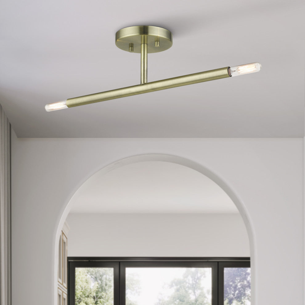 Copenhagen 2-Light Antique Brass Semi-Flush