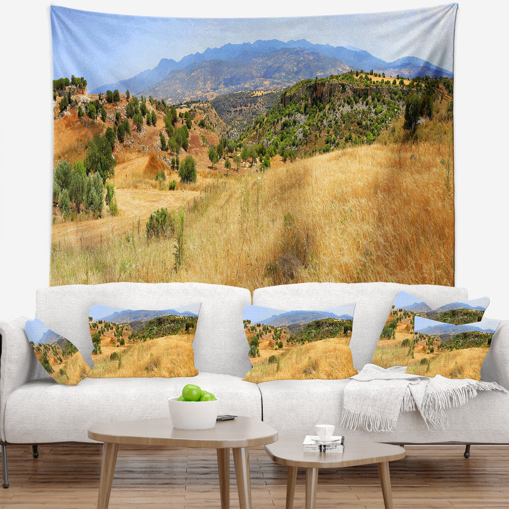 Cyprus Landscape Panoramic View Landscape Wall Tapestry, 39"x32"