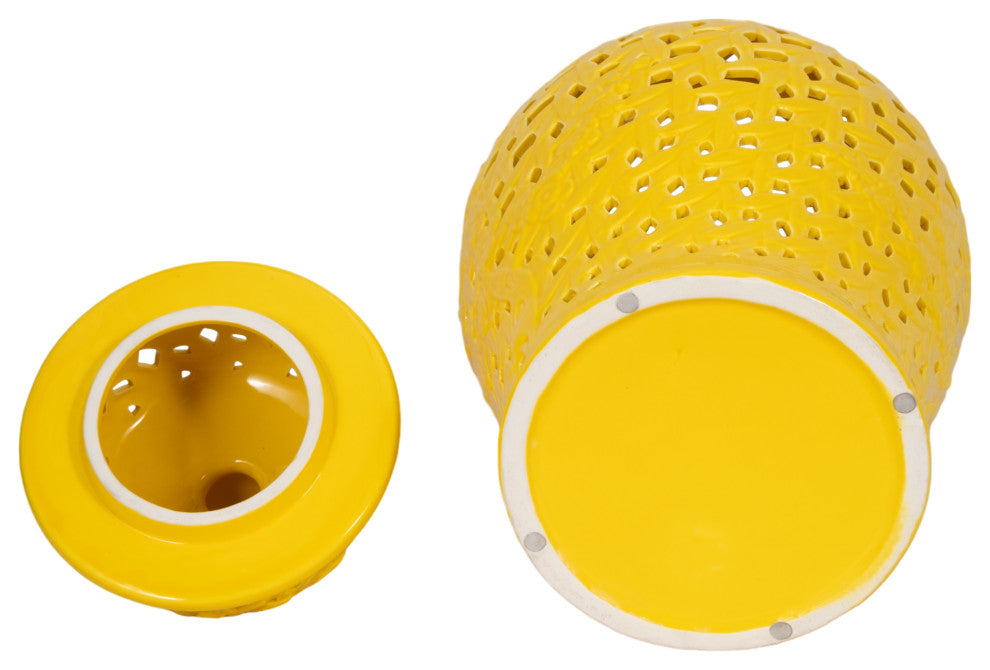 Pierced Yellow Temple Jar 24"