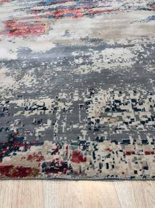 Ivory / Red Contemporary Modern Hand Crafted Area Rug