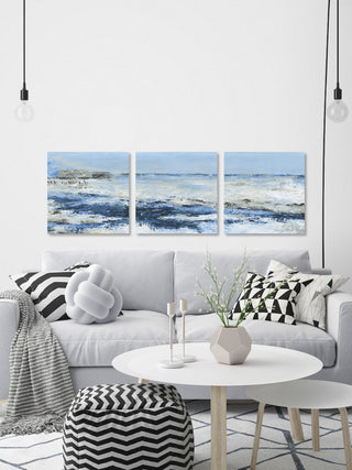 Ultimate Blue Waves II Triptych, 54"x18"