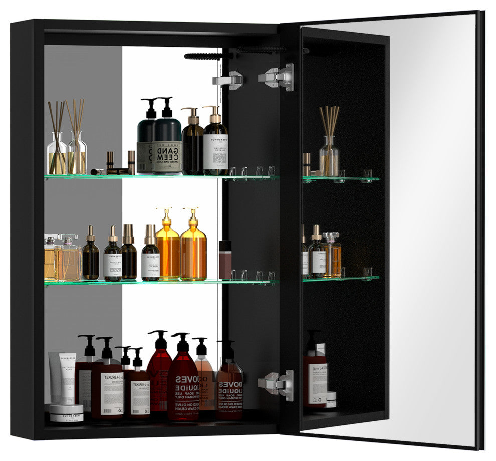 30"  Aluminum Surface Mount Medicine Cabinet with Mirror and Open Shelves