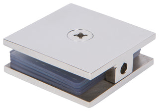 Square Wall Mount Glass Clamp, Polished Chrome
