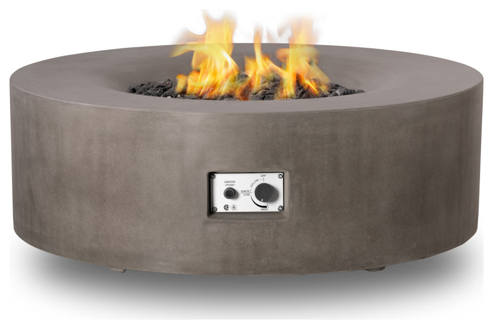 Pyromania Avalon Concrete Round Fire Table, 42", Slate, Natural Gas