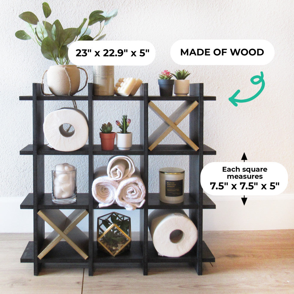 Tic Tac Toe Design Freestanding Bathroom Tissue Roll Storage Organizer