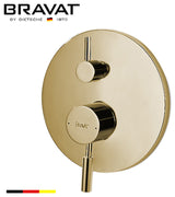 Bravat Brushed Gold Wall Mounted Shower Set, Valve Mixer 3-Way Concealed