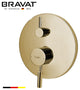Bravat Brushed Gold Wall Mounted Shower Set, Valve Mixer 3-Way Concealed