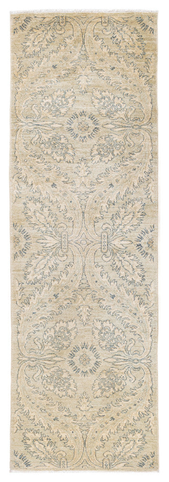 Eclectic, One-of-a-Kind Hand-Knotted Area Rug Green, 2'8"x8'2"