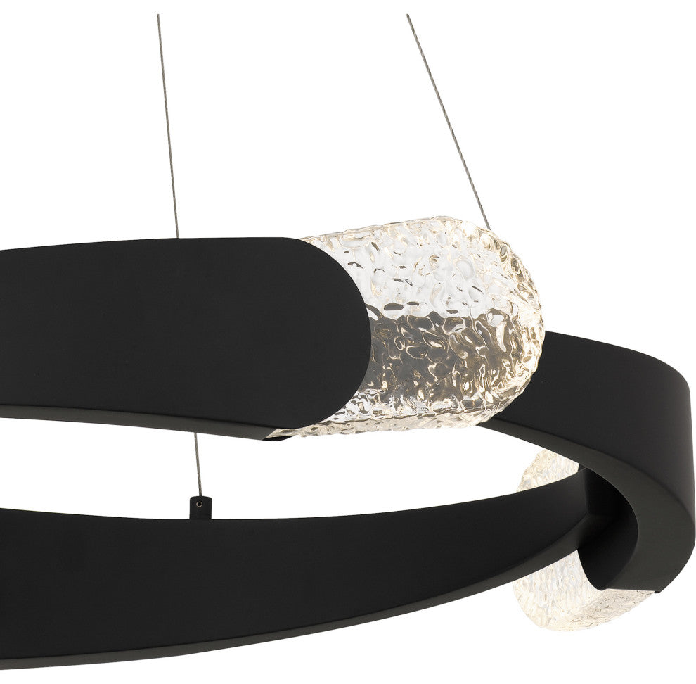 Quoizel PCSAF2824 Saffron 24"W LED Abstract Ring Chandelier - Matte Black