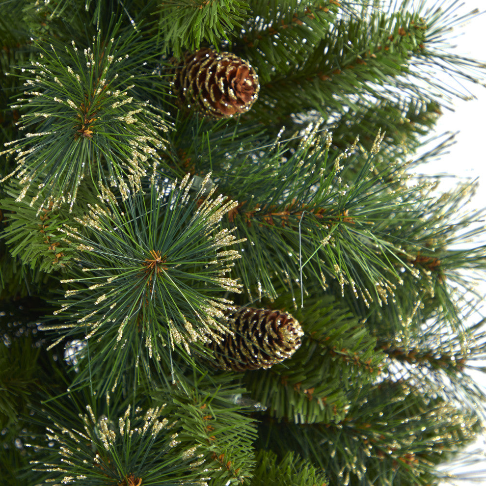 4' Golden Washington Pine Faux Xmas Tree W/Lights, Pinecone & Bendable Branches
