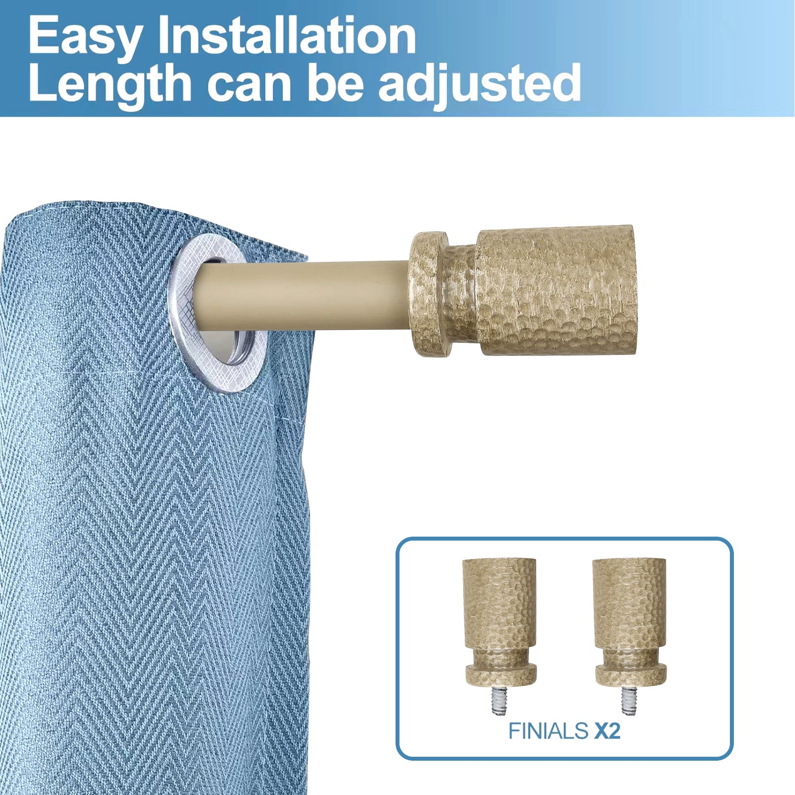 1" Diameter Fossetta Curtain Rod, 48"-84", Cottage