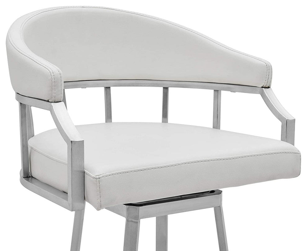 Counter Stool, Brushed Stainless Steel Frame With Padded Seat and Curved Back, W
