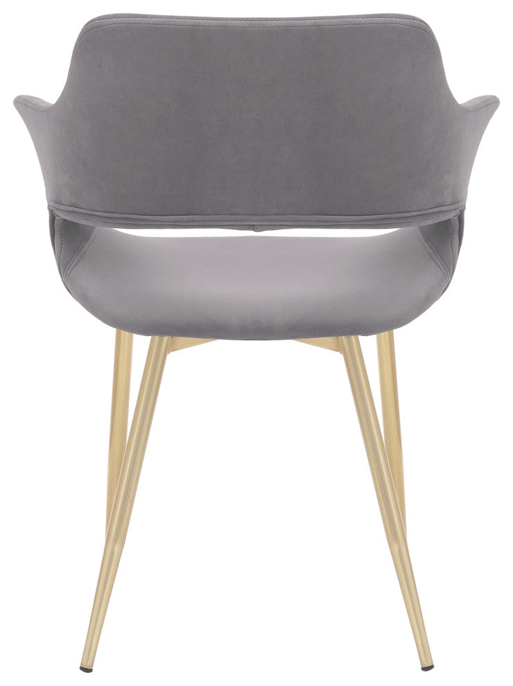 Gigi Grey Velvet Dining Room Chair with Gold Metal Legs - Set of 2