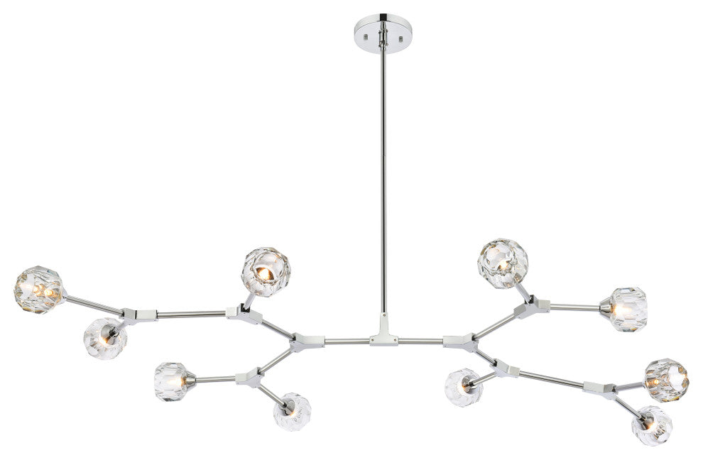 10 Light Pendant, Chrome