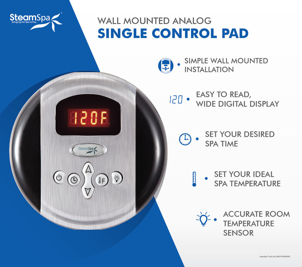 SteamSpa Oasis 6 KW QuickStart Acu-Steam Bath Generator Package,Brushed Nickel