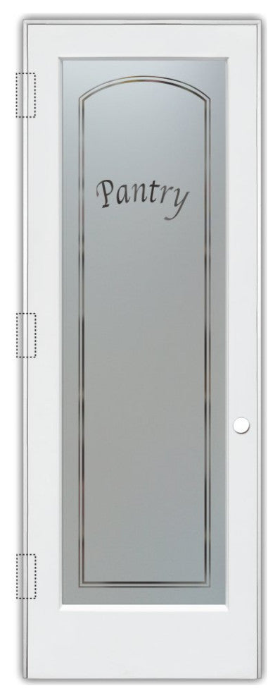 Pantry Door - Classic Arched - Primed - 24" x 96" - Knob on Right - Push Open