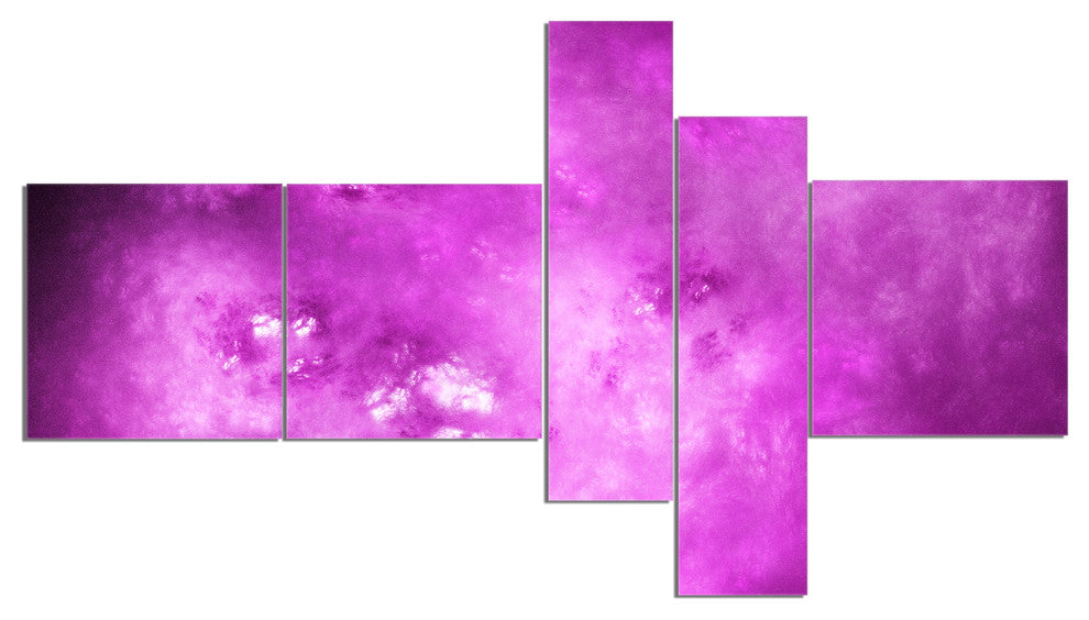 Bright Purple Sky with Stars, Abstract Canvas Art Print, 60"x32", 5 panels
