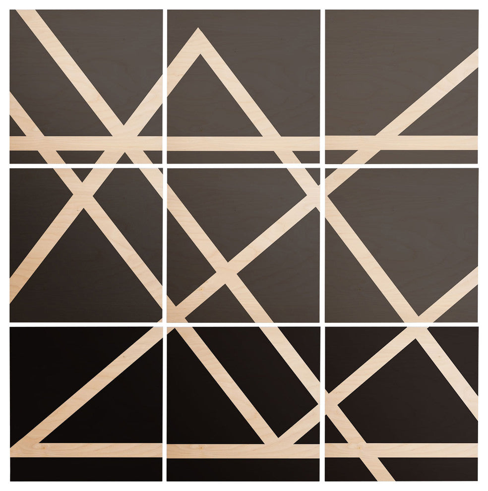 Deny Designs Vy La Black and White Lines Wood Wall Mural, 4'x4'