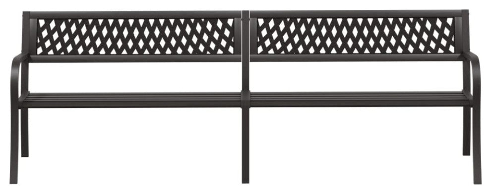 vidaXL Outdoor Patio Bench Garden Park Steel Bench with Armrests Black Steel