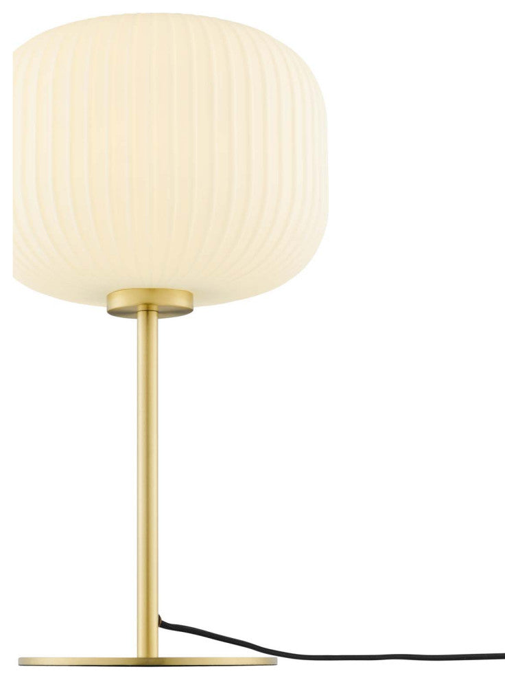 Reprise Glass Sphere Glass and Metal Table Lamp, White Satin Brass