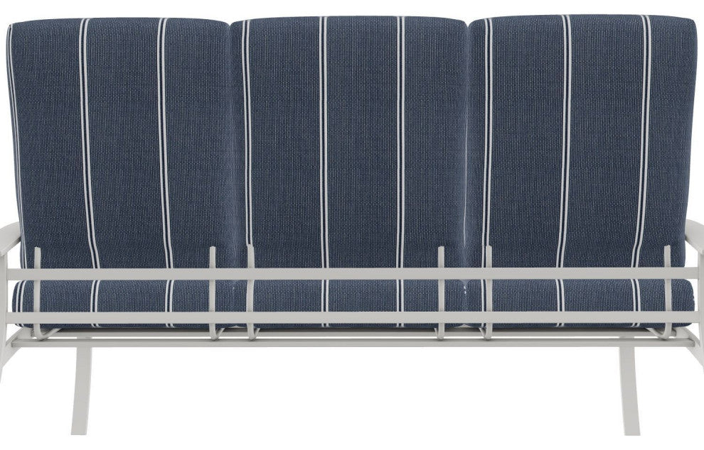 Belle Isle Cushion 3-Seat Outdoor Sofa, Equal Ink/Snow