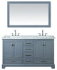 Newport Gray 60" Double Sink Bathroom Vanity, Mirror