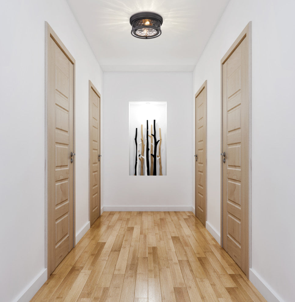 Zlite 493F2-BRZ 2-Light Flush Mount, Inner Clear Water & Outer Clear