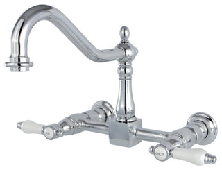 Kingston Brass Wall Mount Bridge Kitchen Faucet, Polished Chrome