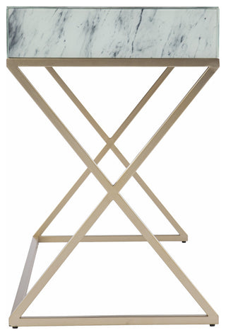 Faux Marble Writing Desk with Storage