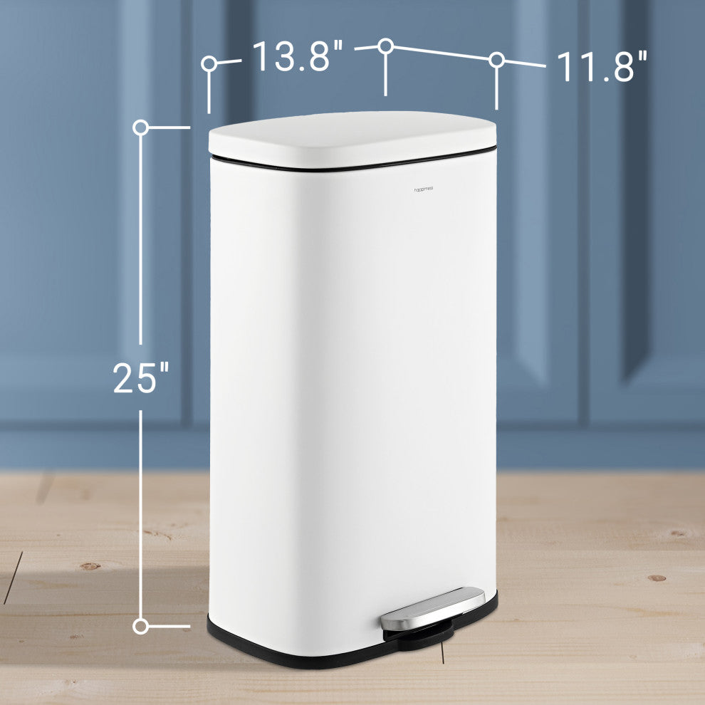 Curtis 8-Gallon Step-Open Trash Can, White