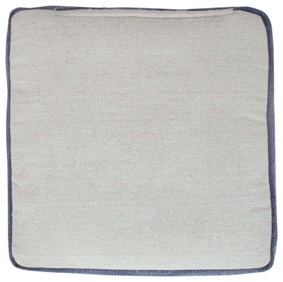 Navy and Ivory Scandinavian Ornamental Motif Pouf Ottoman