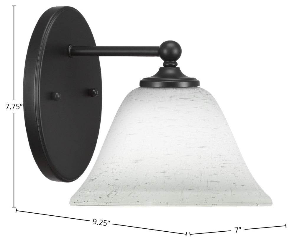 Capri 1-Light Wall Sconce, Matte Black/White Muslin