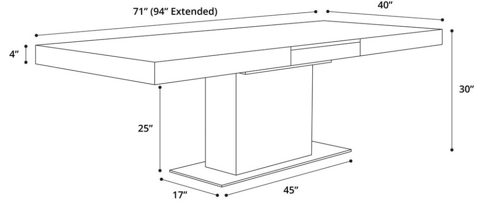 Astor Dining Table, 71", Extendable to 94", Gray Oak