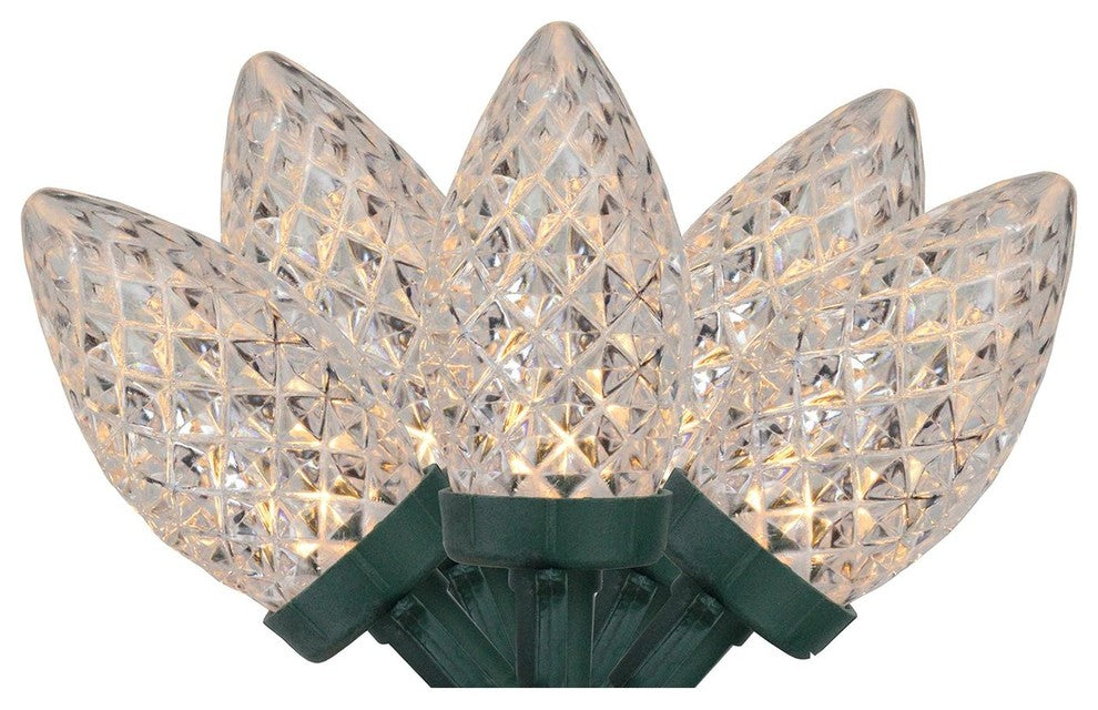 Set of 100 White Faceted LED C9 Christmas Lights